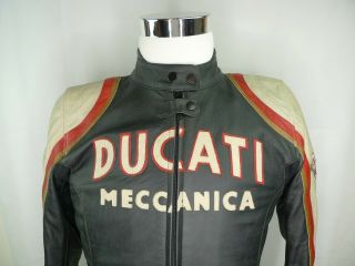 Vintage Ducati Meccanica Leather Motorcycle Jacket Womans Small M Tech 2