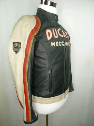 Vintage Ducati Meccanica Leather Motorcycle Jacket Womans Small M Tech 3