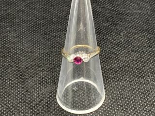 Art Nouveau Art Deco Natural Ruby And Diamond 18ct Gold Ring