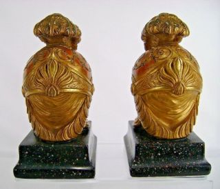 Vtg Borghese Roman Helmet Bookends Faux Marble Base Italy Galea Gladiator 3