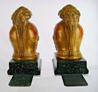 Vtg Borghese Roman Helmet Bookends Faux Marble Base Italy Galea Gladiator 5