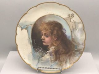 Franz Bischoff Portrait Plate of Young Lady w Ribbon in Hair Rare EXC 10