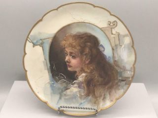 Franz Bischoff Portrait Plate Of Young Lady W Ribbon In Hair Rare Exc