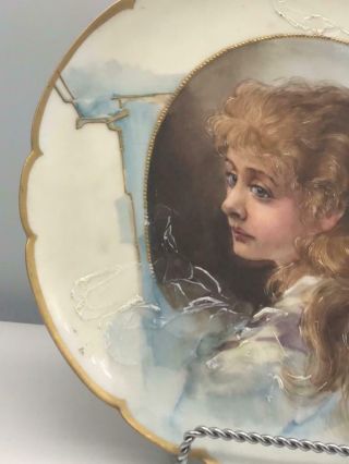 Franz Bischoff Portrait Plate of Young Lady w Ribbon in Hair Rare EXC 4