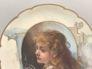 Franz Bischoff Portrait Plate of Young Lady w Ribbon in Hair Rare EXC 5