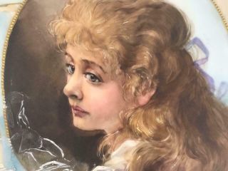 Franz Bischoff Portrait Plate of Young Lady w Ribbon in Hair Rare EXC 8