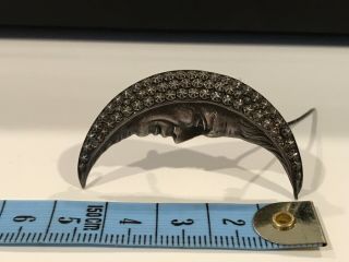 ANTIQUE ART NOUVEAU MAN IN THE MOON & STARS SILVER PIN 6