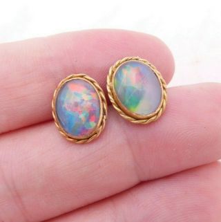 18ct Gold Black Opal Doublet Earrings,  18k 750