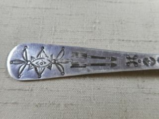 FRED HARVEY era large Navajo silver spoon with whirling log & arrow designs 4