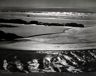 1938/63 Vintage Refugio Beach California Landscape Seascape By Ansel Adams 11x14
