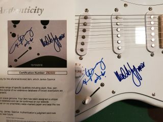 Angus Young & Malcolm Young AC/DC signed rare full size electric guitar.  JSA 7