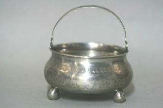 Antique 19thc Russian Sterling Silver Handel Sugar Bowl