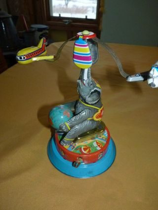 Vintage Tin Toy Collectible Wind Up Elephant Carry Plane & Box
