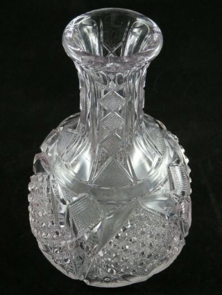 Antique EAPG McKee Bros.  SUNBEAM Glass Carafe Water Bottle Button & Cane 3