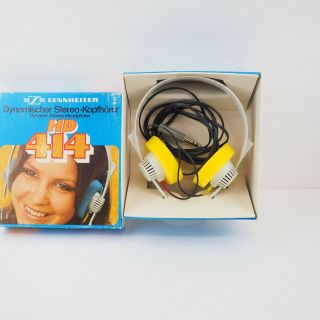 Vintage Sennheiser Hd 414 Stereo Headphones W.  Box & Foam.