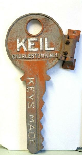 Vintage 1950s Keil Keys Double Sided Aluminum Trade Sign Flange Bracket