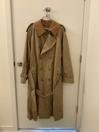 Burberry Vintage Mens Trench Coat With Wool Liner Mens 42r