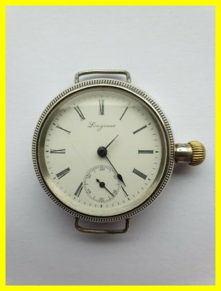 Rare 1914 Longines Silver Trench Watch,  Negative Set,  London Scottish Regt