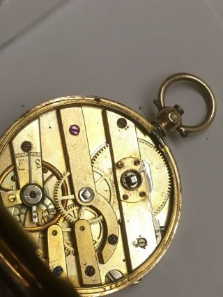 Antique Ladies 18k Solid Gold & Enamel Pocket Watch 10