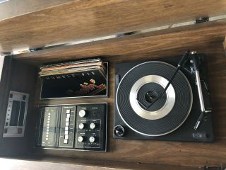 Vintage Magnavox Stereo Console Record Player And Eight Track Tape Player