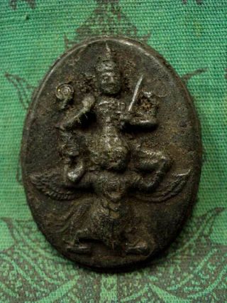 Vishnu Narayana God Garuda Hindu Deity Old Magic Talisman Thai Buddha Amulet