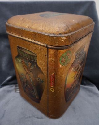 Antique Dutch Bekkers&zoon Dordrecht Biscuit/tea Tin Imperial Chinese Geisha Box
