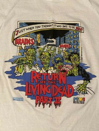 Vtg Return Of The Living Dead 2 T Shirt Horror Movie Promo Evil Freddy Krueger
