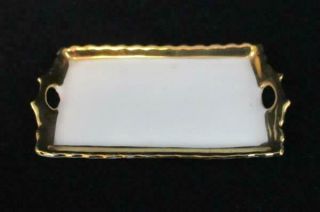 Vintage 9 - Piece Miniature Porcelain Tea Set White Gold Decorative w/ Tray 2