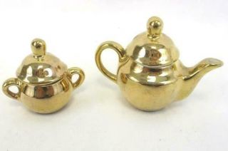 Vintage 9 - Piece Miniature Porcelain Tea Set White Gold Decorative w/ Tray 3