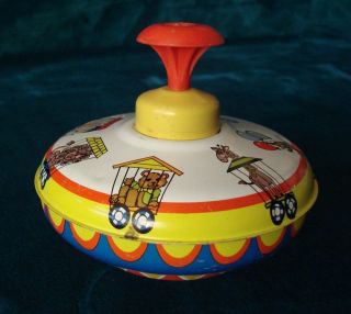 Vintage Ohio Art Tin Litho Collectible Circus Toy Top Spinner Spinning Antique