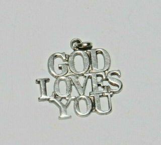 Vintage Tiffany & Co Sterling Silver God Loves You Religious Charm Or Pendant