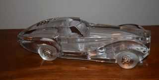 RARE LARGE 1ST EDITION DAUM FRANCE CUT CRYSTAL COUPE RIVIERA SPORTS CAR - SIGNED 10