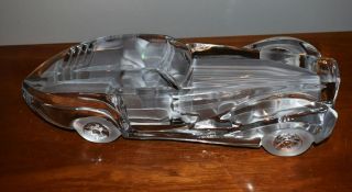 RARE LARGE 1ST EDITION DAUM FRANCE CUT CRYSTAL COUPE RIVIERA SPORTS CAR - SIGNED 2