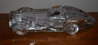 RARE LARGE 1ST EDITION DAUM FRANCE CUT CRYSTAL COUPE RIVIERA SPORTS CAR - SIGNED 3