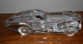 RARE LARGE 1ST EDITION DAUM FRANCE CUT CRYSTAL COUPE RIVIERA SPORTS CAR - SIGNED 7