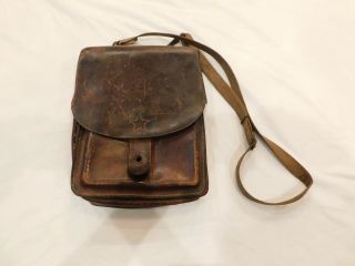 Wwii Japanese Officers Map Case Star Leather With Slang Asian Script Leather