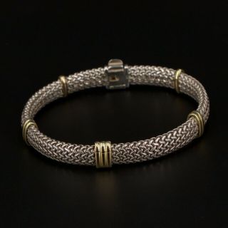 Sterling Silver & 18k Gold - Italy Woven Mesh 8.  5 " Chain Link Bracelet - 39.  5g
