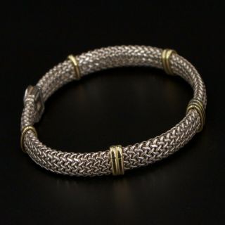 Sterling Silver & 18K Gold - ITALY Woven Mesh 8.  5 