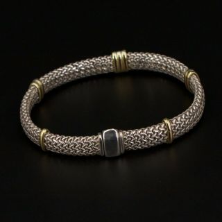Sterling Silver & 18K Gold - ITALY Woven Mesh 8.  5 