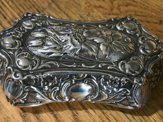 Antique Art Nouveau Table / Trinket Box - Sterling Silver