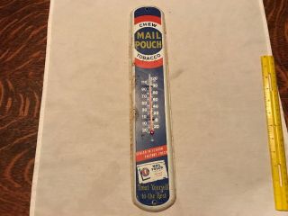 Vintage 19” Mail Pouch Tobacco Tin Thermometer