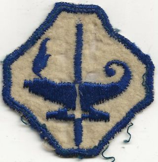 Rare Wwii " Us Army Defense School " Patch - Emb On White Wool/used