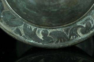 JUL209 KOREAN BRONZE SILVER SANSKRIT STAND BOWL INCENSE BURER 9