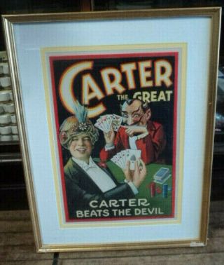 Vintage Carter The Great Beats The Devil Otis Lithograph Matted Framed