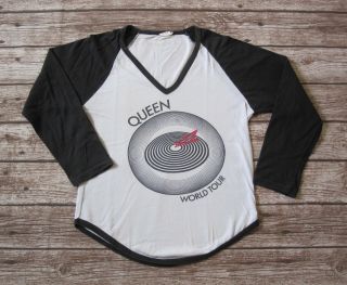 Queen : 1978 Vintage Jazz World Tour Concert Baseball T - Shirt