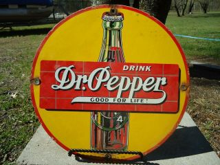Vintage 1939 Drink Dr.  Pepper " Good For Life " Porcelain Advertising Sign Soda