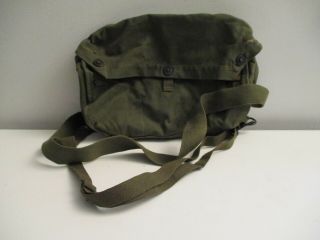 Wwii Us Army Green Canvas Gas Mask Bag With Straps