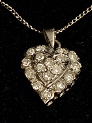 Antique 14k White Gold 1.  0 Tcw Vs2,  G Diamonds Filigree Heart Pendant Necklace