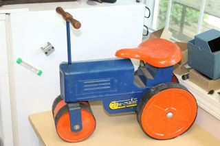 Vintage Ride On Pressed Steel Toy Tractor/road Roller - Tru - Matic Pittsb
