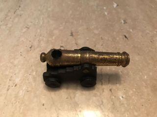 Vintage Brass Cast Iron Mini Cannon Fort Frederica Monument Paperweight 2